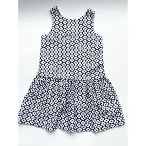 Girl's Janie and Jack Preppy Navy and White Floral Eyelet Dress with Bow Size 8